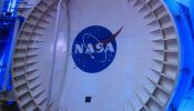 Large metal space ship ventilation system with the NASA logo